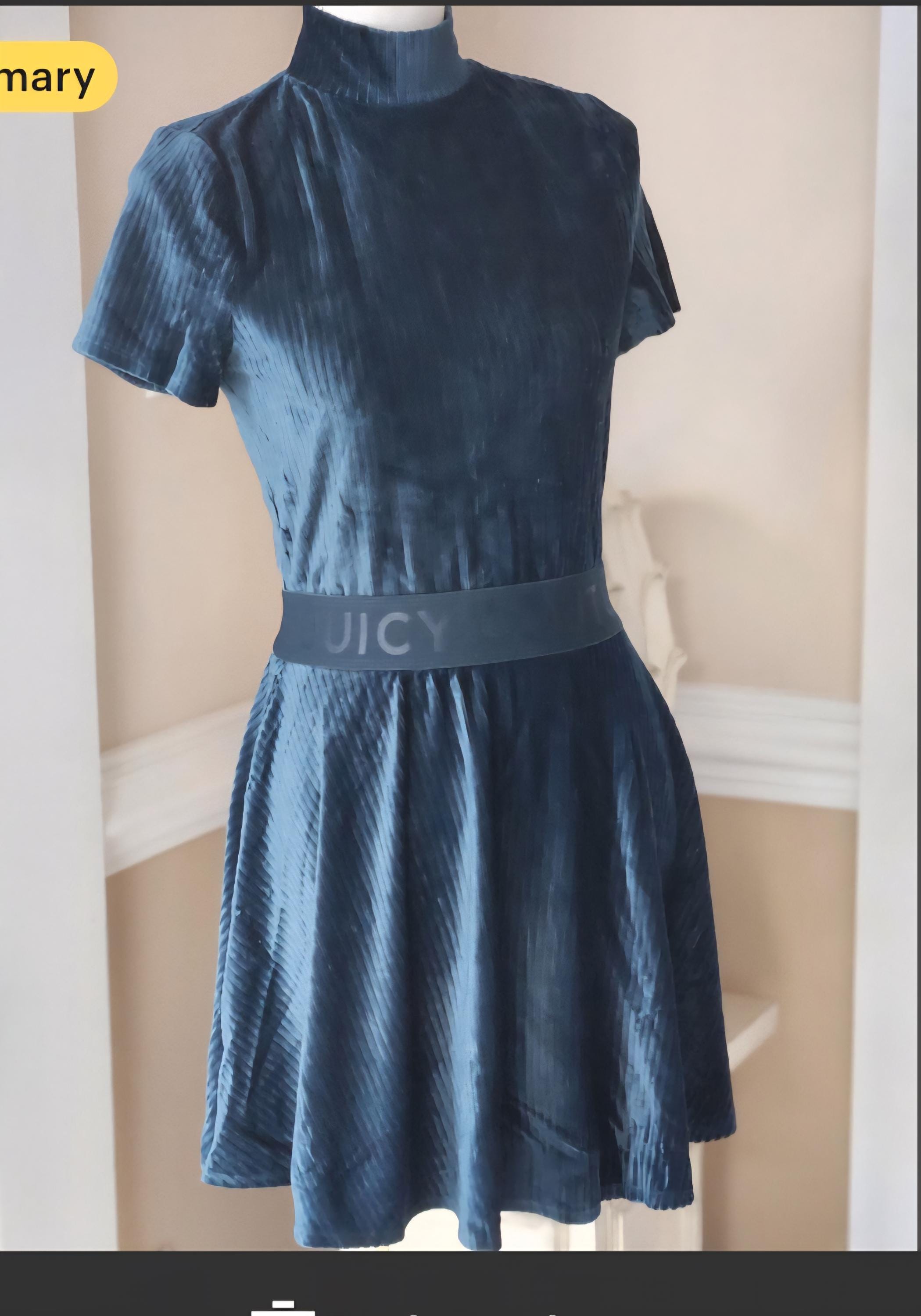 Juicy Couture Mini Fit and Flare Velour Dress Flirty and Sport Style Blue  Navy Color Size Small - Etsy