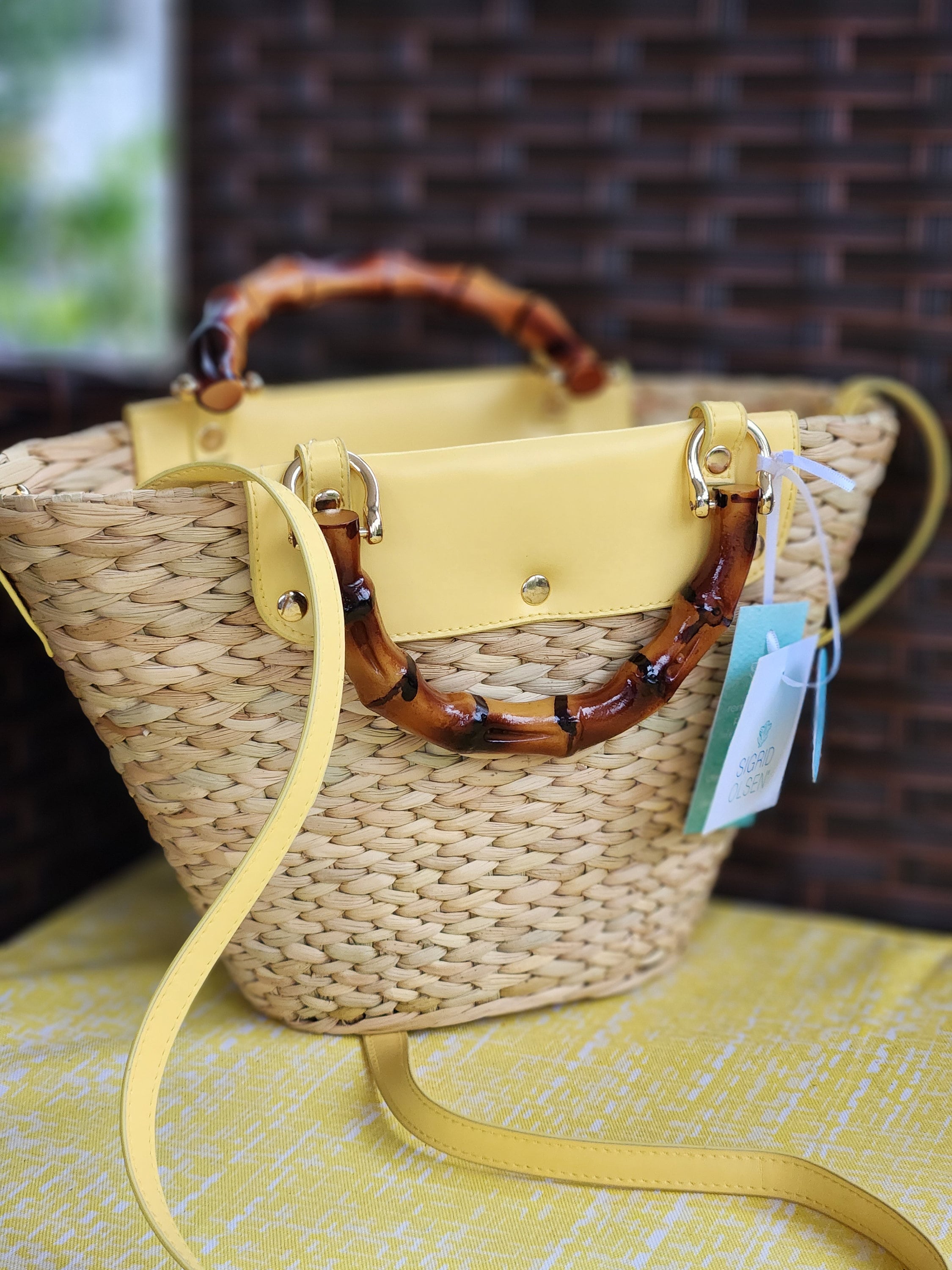 Oct17 Women Straw Beach Bag Tote Shoulder Bag Summer Handbag - Yellow