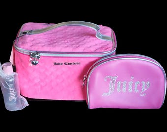 Juicy Couture Travel Cosmetic Bag Set of 2 With Toiletry Bottle