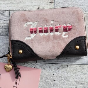 Bolso Juucy Couture con doble cremallera mediana, estilo retro, en tonos chocolate polvoriento, 2 compartimentos, para dinero y tarjetas.