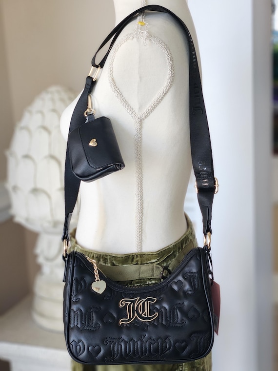 バッグ JUICY COUTURE bag shoulder Y2K leather Juicy Couture Pink League Hobo Liquorice Small Crossbody Bag