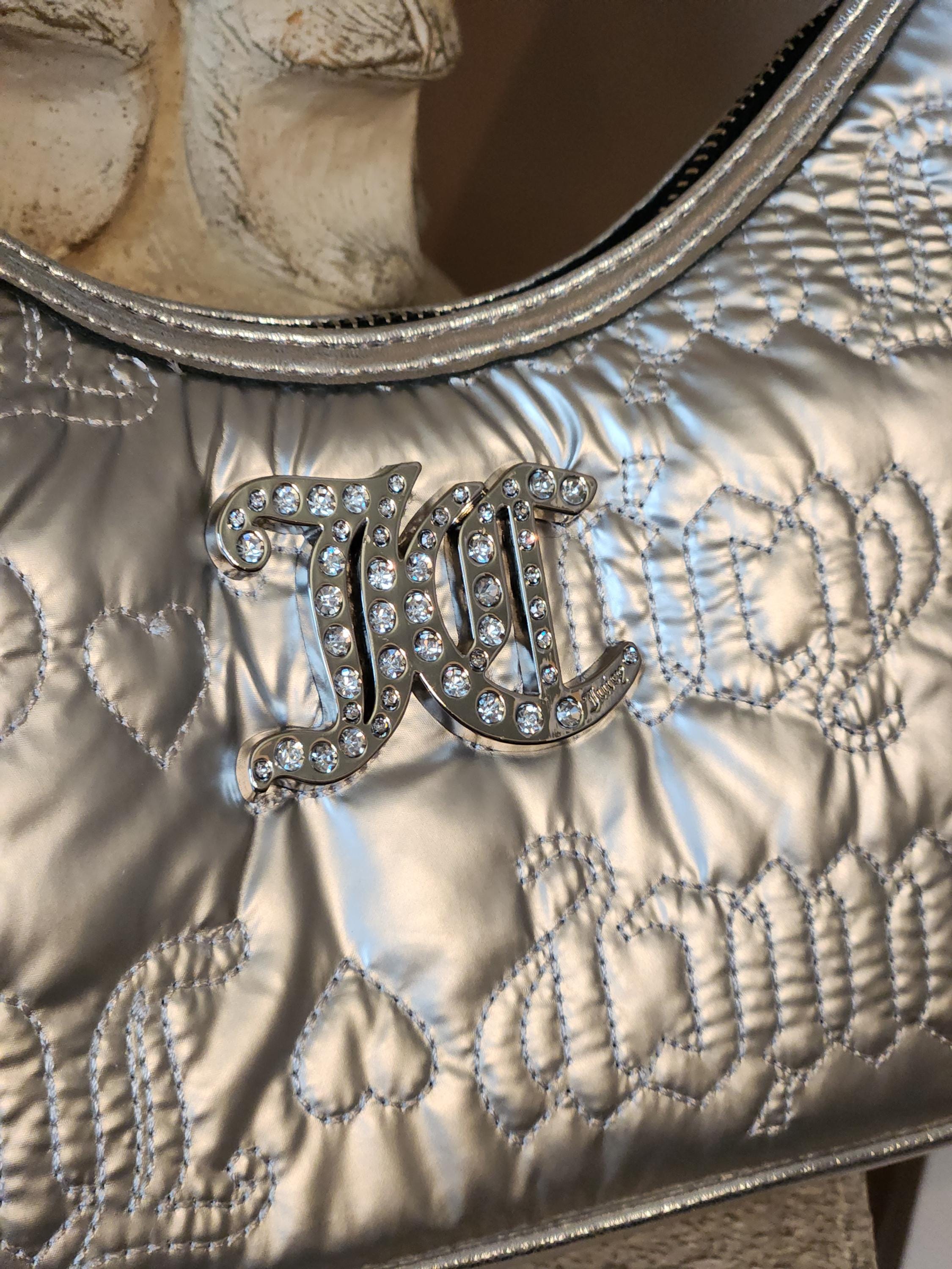 Juicy Couture Metallic Silver Quilted Mini Crossbody Bagwith