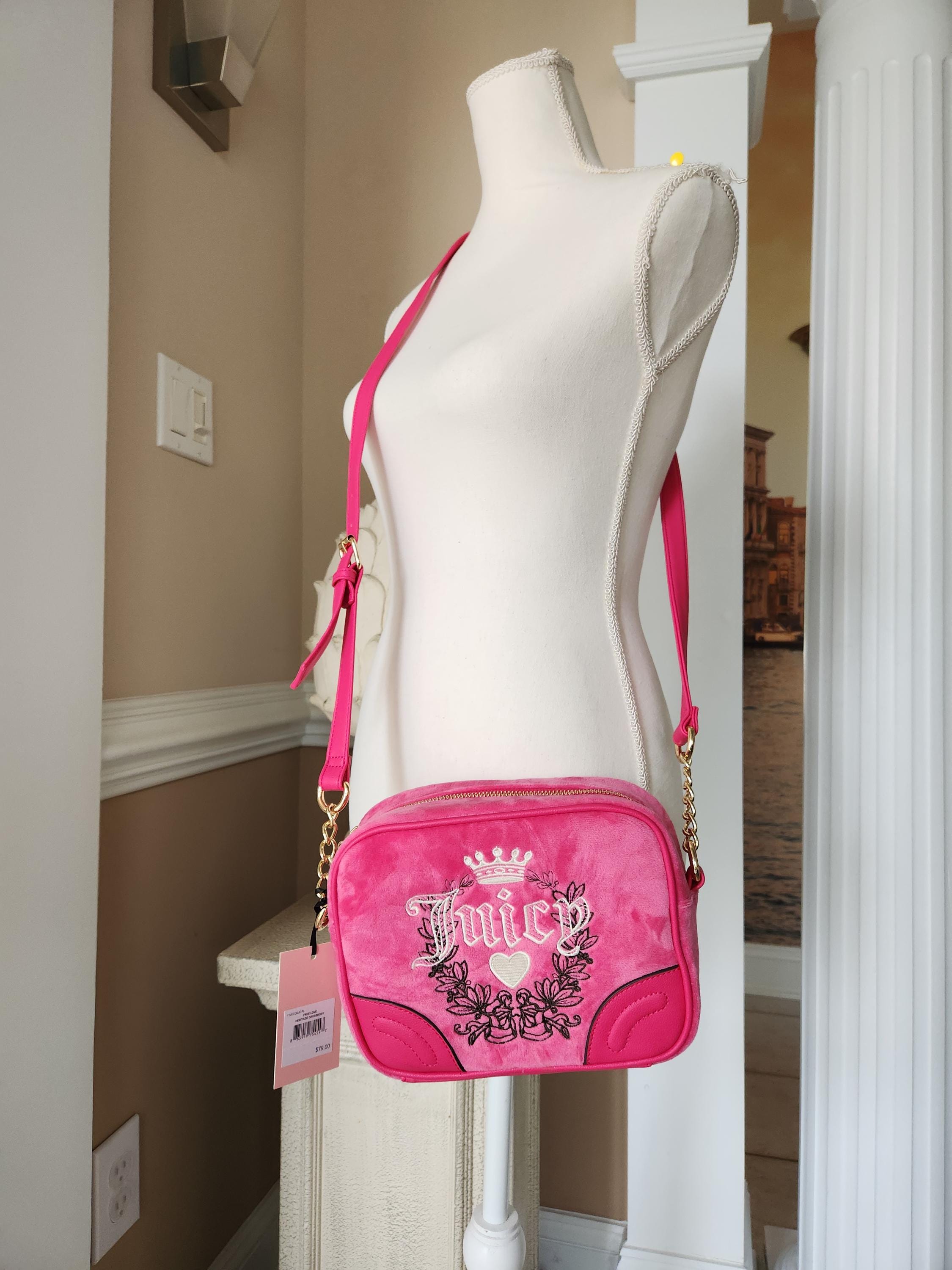 Juicy Couture Free Love Heritage Crossbody Bag Hot Pink Camera Bag