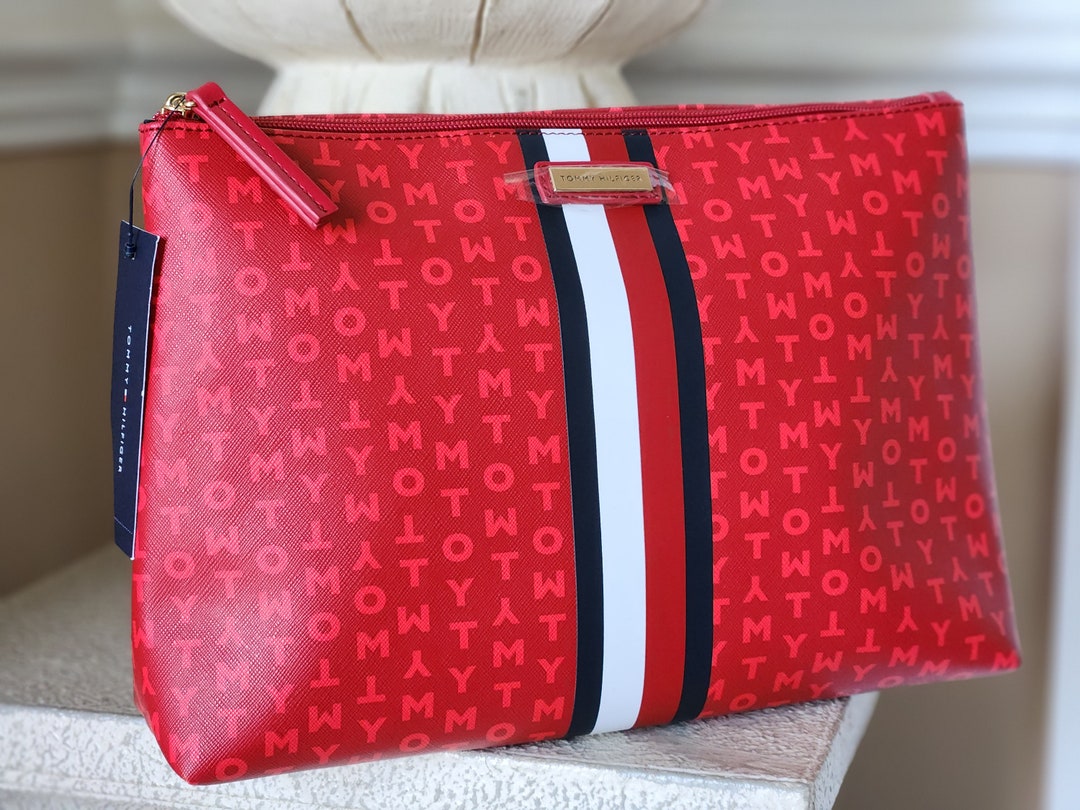 Tommy Hilfiger Red Makeup Bag Logo Clutch Orginazer Cosmetic Etsy