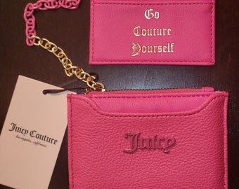 Juicy couture pink flash can't tame her bifold with pullout card case small cute wallet