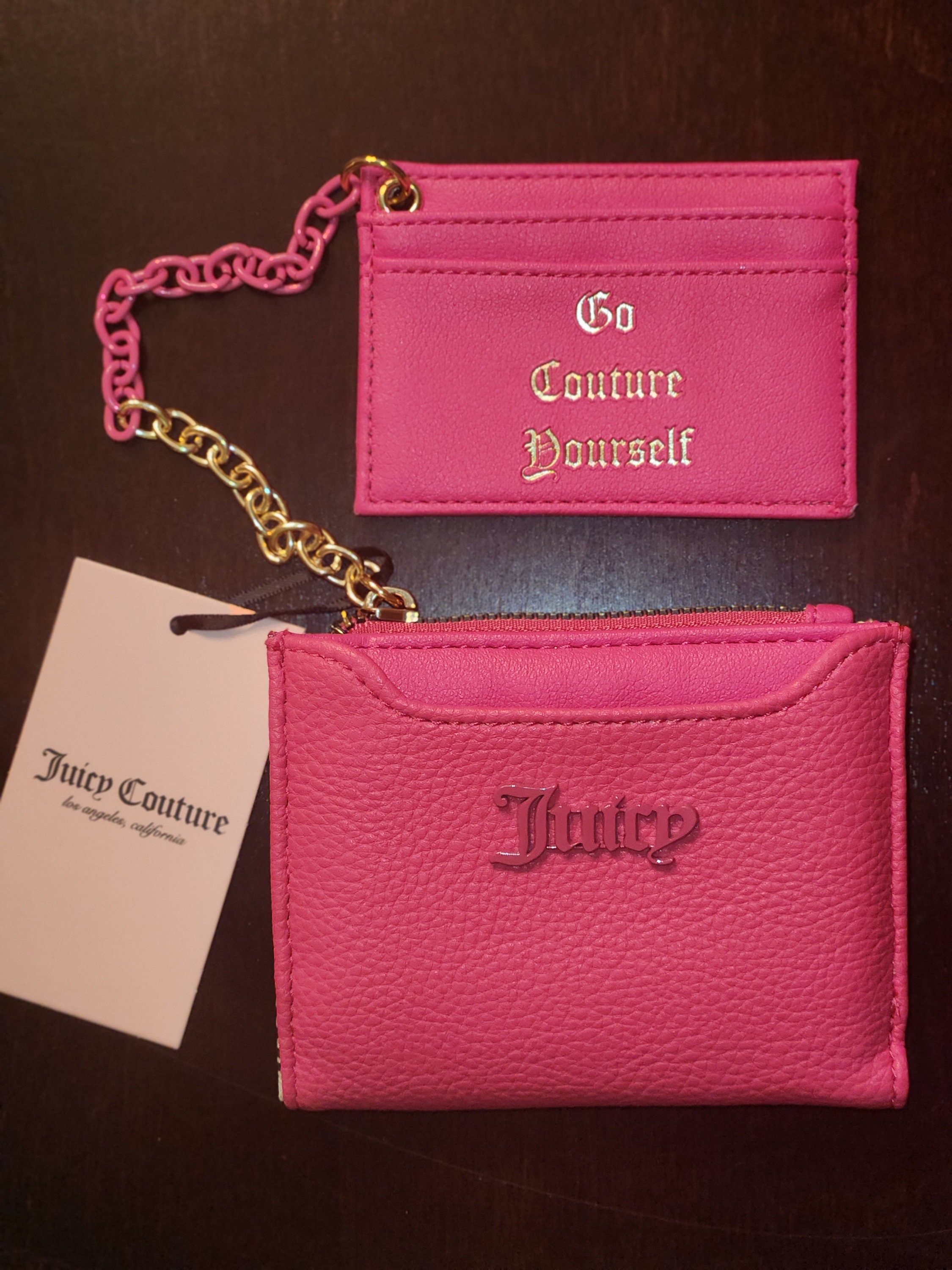 Juicy couture pink flash can t tame her bifold with pullout card case small cute wallet