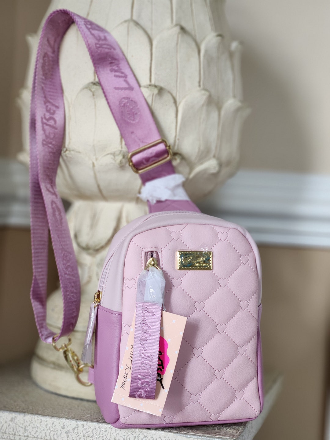 Luv by Betsey Johnson Small Backpack Quilted Hearts Bag Pink Etsy