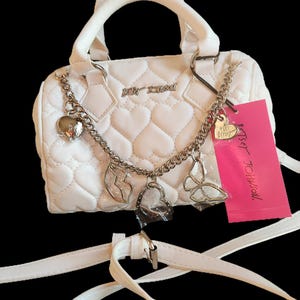 Betsey Johnson Beige Heart Quilted Mini Backpack Gold Chain Accent Bag Luv Betsey Bags & Handbags for Women for sale | eBay main image 3