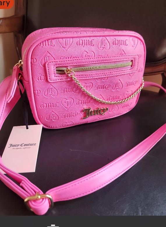 Juicy Pink Embossed Bestseller Chain up Camera Crossbody Bag Small