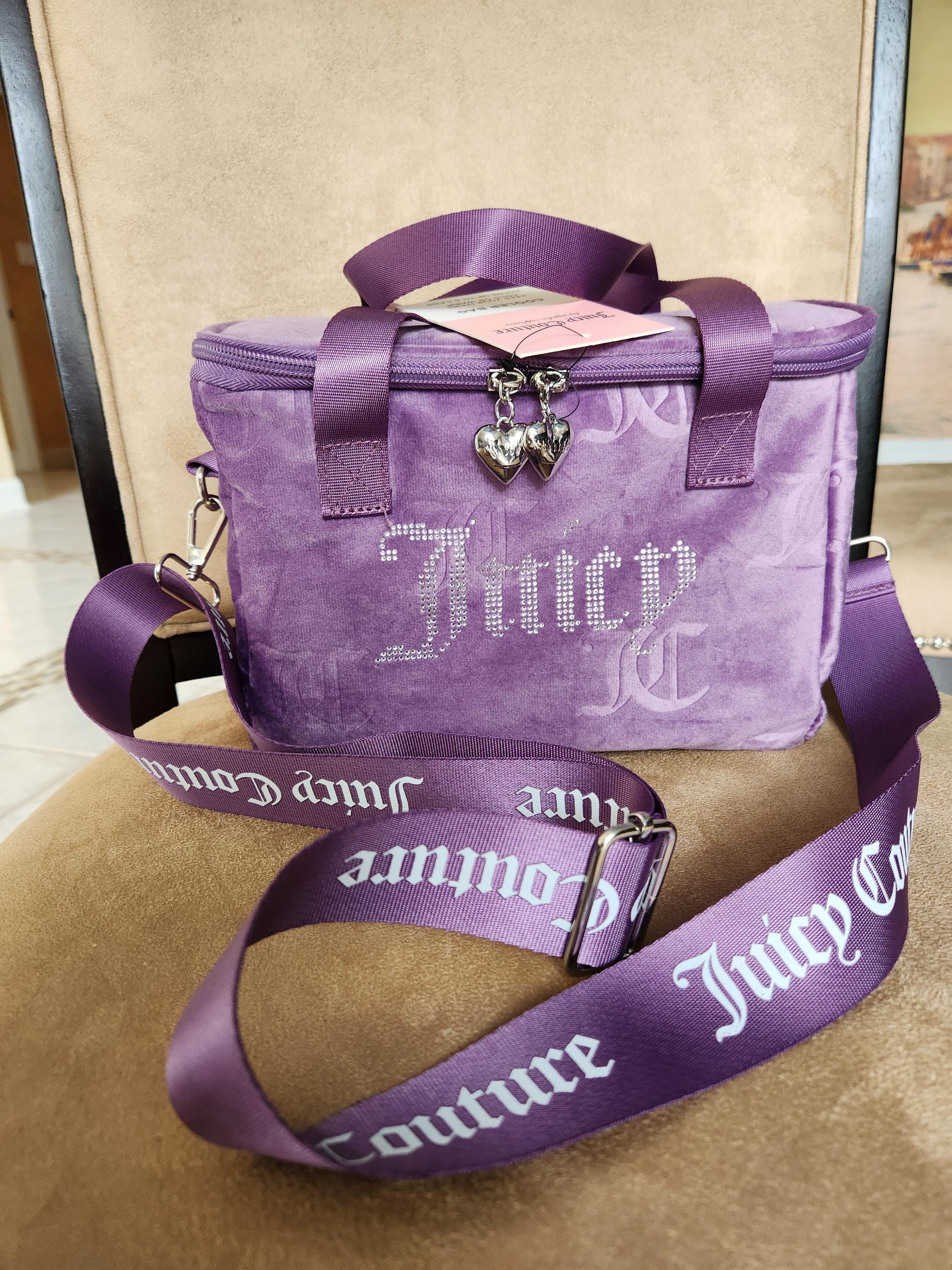 Juicy Couture パープル トートバッグ 💜 RARE JUICY COUTURE VIOLET/PURPLE VELOUR Crossbody Purse Mini