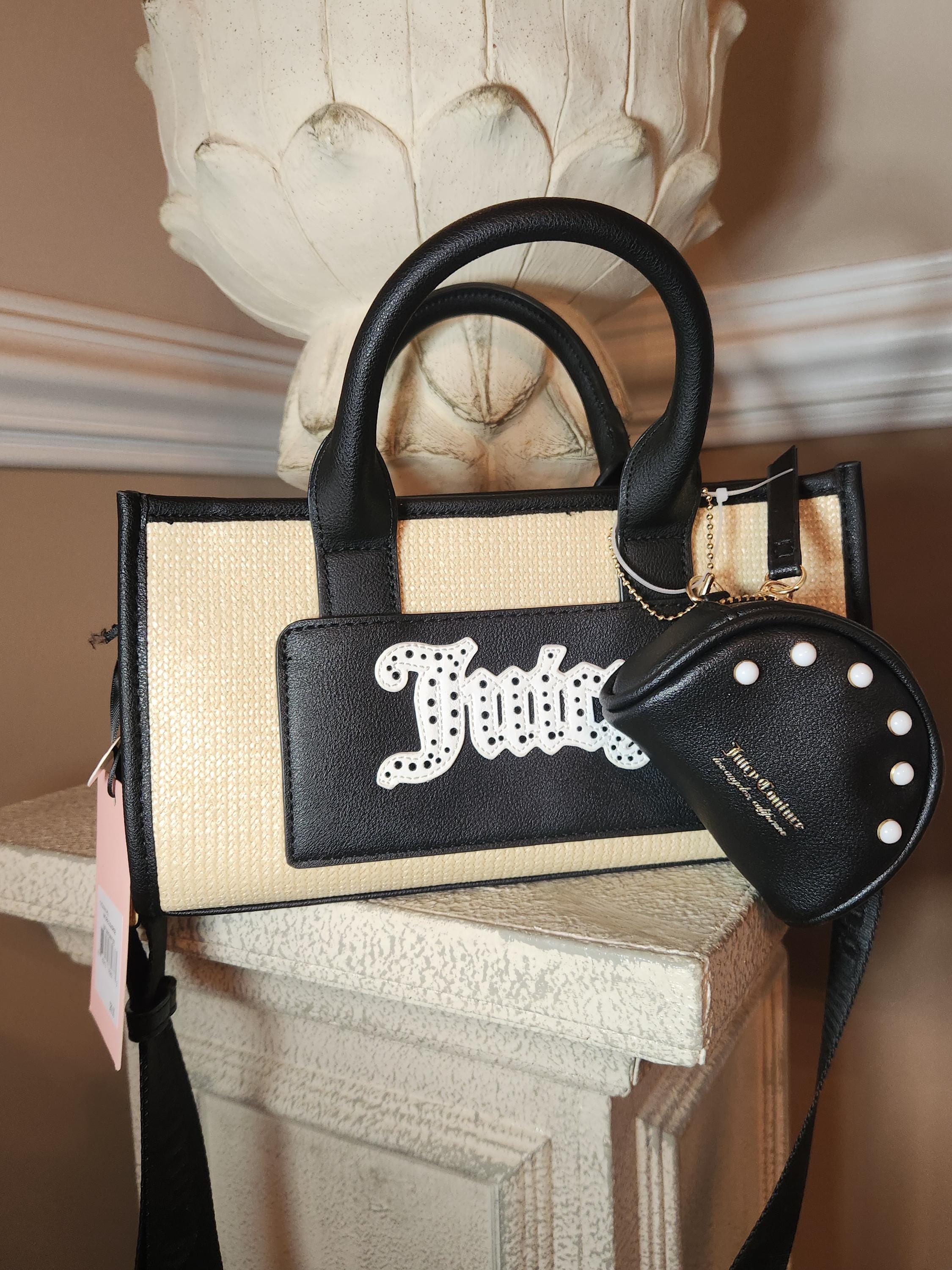 Juicy Couture Natural Liquorice Soft Serve Mini Tote Logo Accent