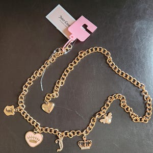 Juicy Couture Gold Logo Rhinestone Charm Chain Link Belt Medium/Large NEW Juicy Couture Gold Logo Rhinestone Charm Chain Link Belt  main image 2