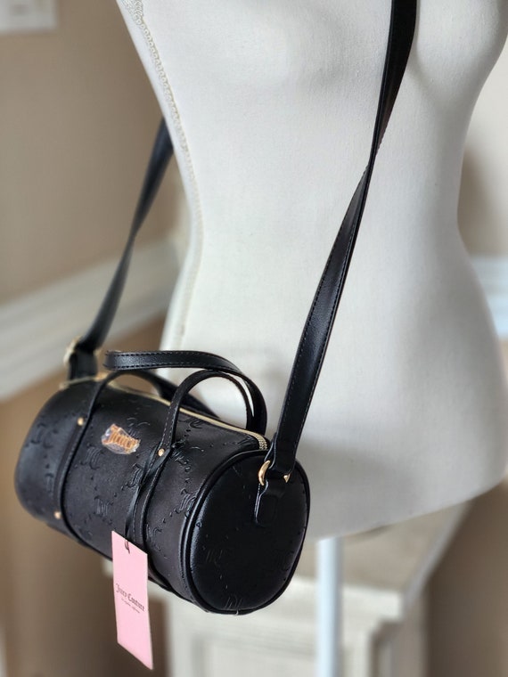 Juicy Couture Black Handbag Unique Mini Barrel Crossbody Fancy Small Purse With Logo All Over and Gold Logo Accent Etsy Canada