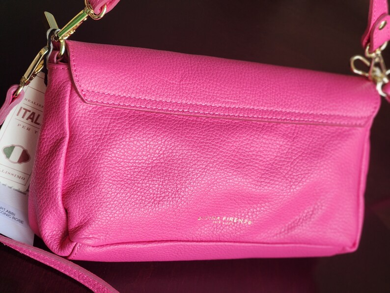 Divina Firenze Crossbody Elegant Iconic Rose Pink Color Handbag Genuine
