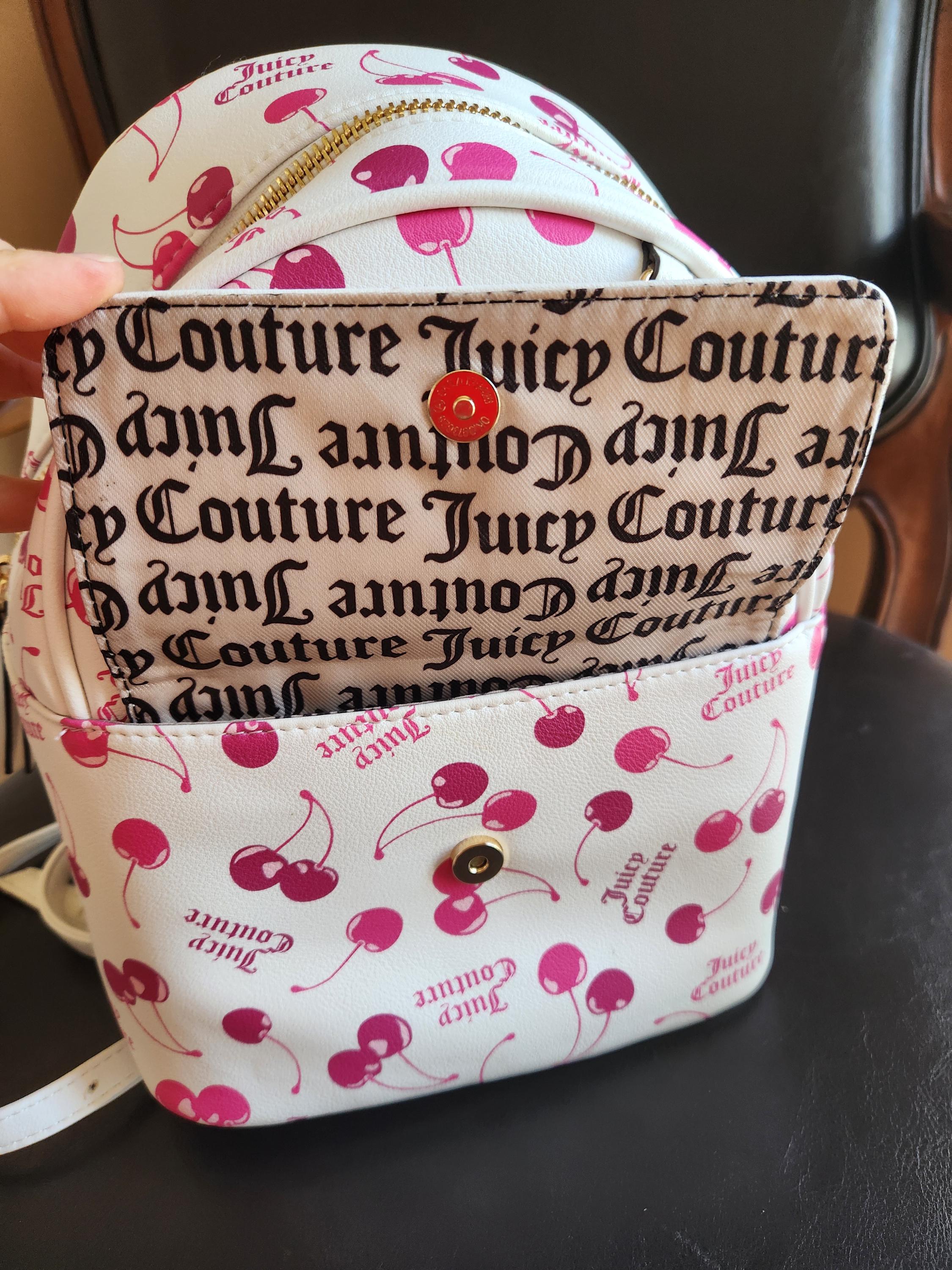 Juicy Couture White and Pink Backpack with Geometric Design Juicy Couture Backpack with Strawberries New | Mercari main image 3
