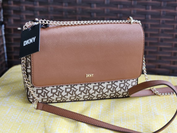 DKNY Logo Print Mini Backpack in Brown