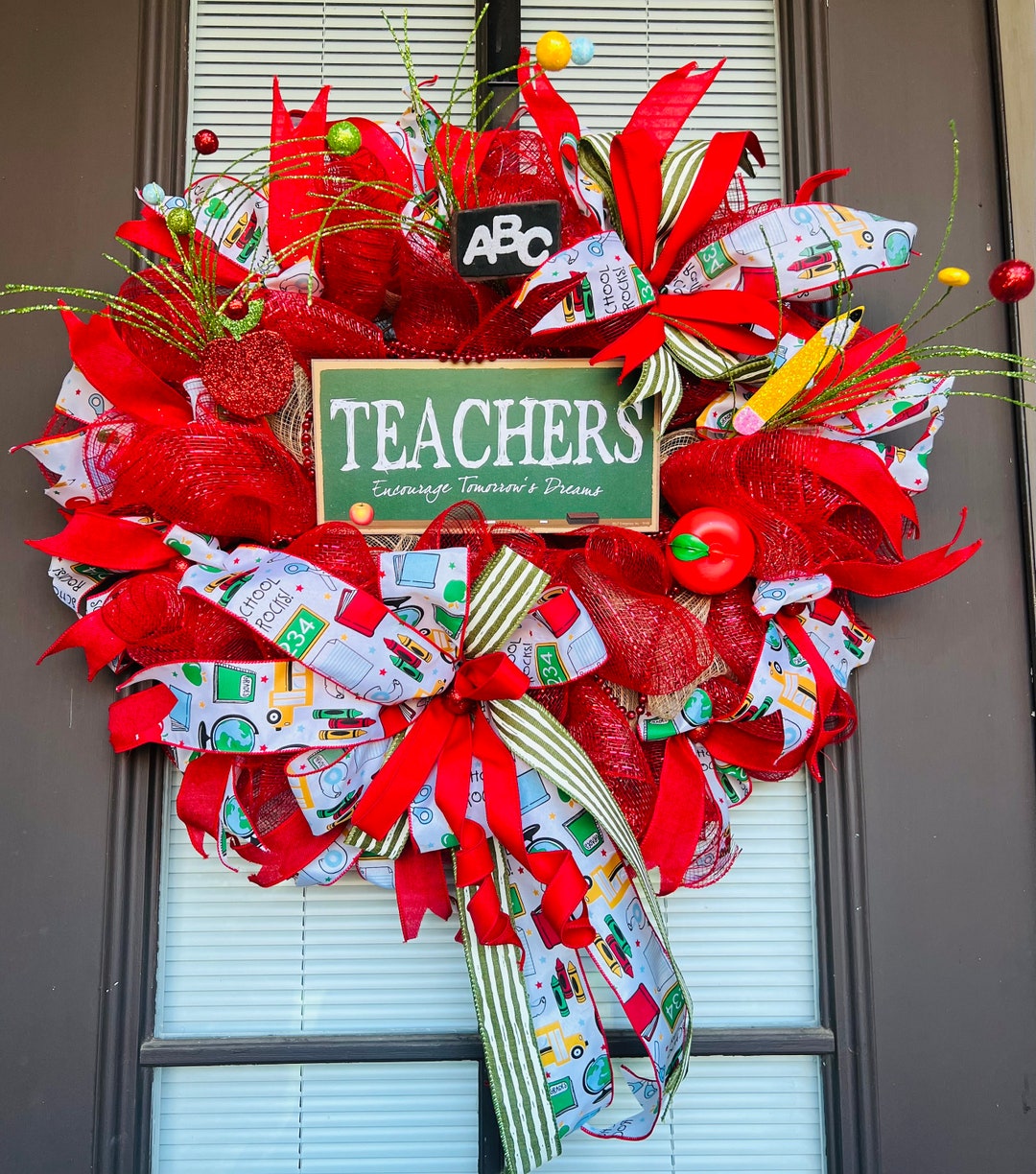 Teachers Wreath School Wreath School Decor Etsy
