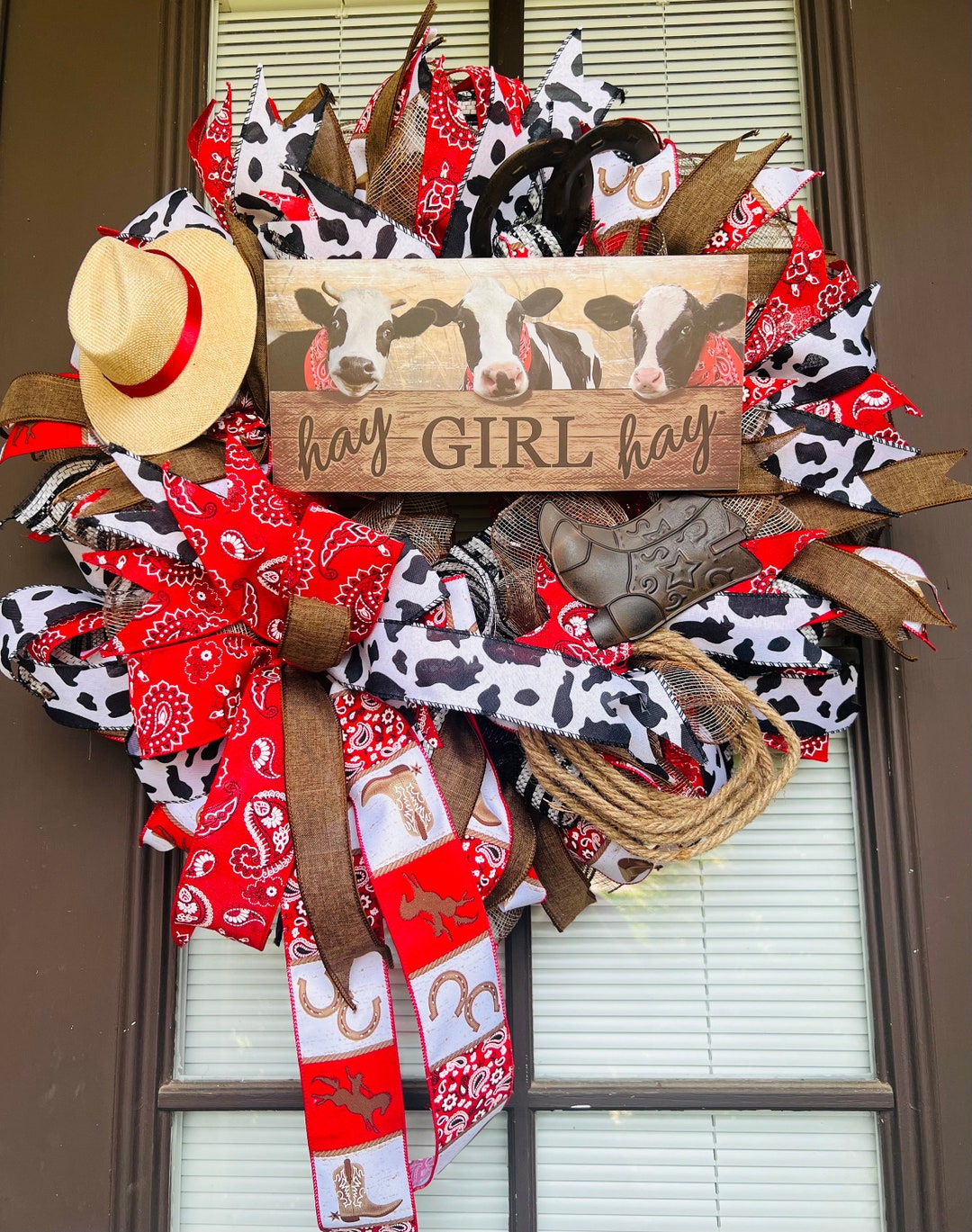 Country Style Wreath Cowgirl Wreath Farming Wreath Country Home Decor