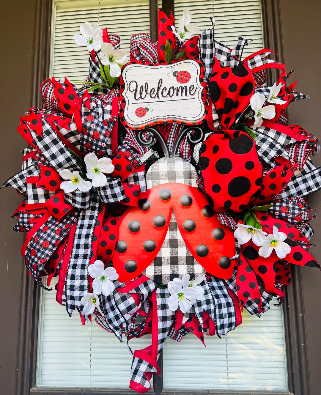 Ladybug Plaid Door Wreath Ladybug Door Wreath Ladybug Home