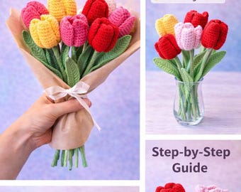 Tulip Crochet Pattern PDF | Handmade Flower Bouquet Crochet (Digital Download)