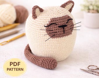 Amigurumi Cat Crochet Pattern – Siamese Style Plush Toy (PDF Pattern)