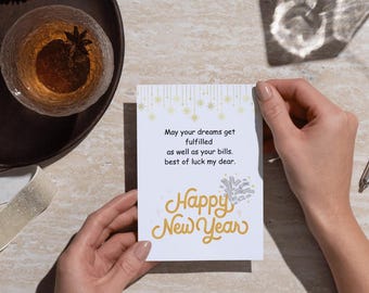 Carte de bonne année imprimable pour 2025, cadeau de nouvel an, taille 5 x 7, TÉLÉCHARGEMENT NUMÉRIQUE