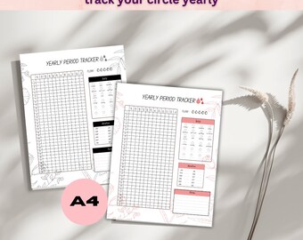 Printable Period Tracker: Yearly Cycle, Menstrual Health (Digital Download)