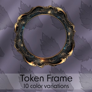 Może przedstawiać: Złota i czarna ozdobna rama z okrągłym otworem. Rama ma szczegółowy wzór z misternymi wirami i wzorami. Rama idealnie nadaje się do dodania odrobiny elegancji do każdego projektu.