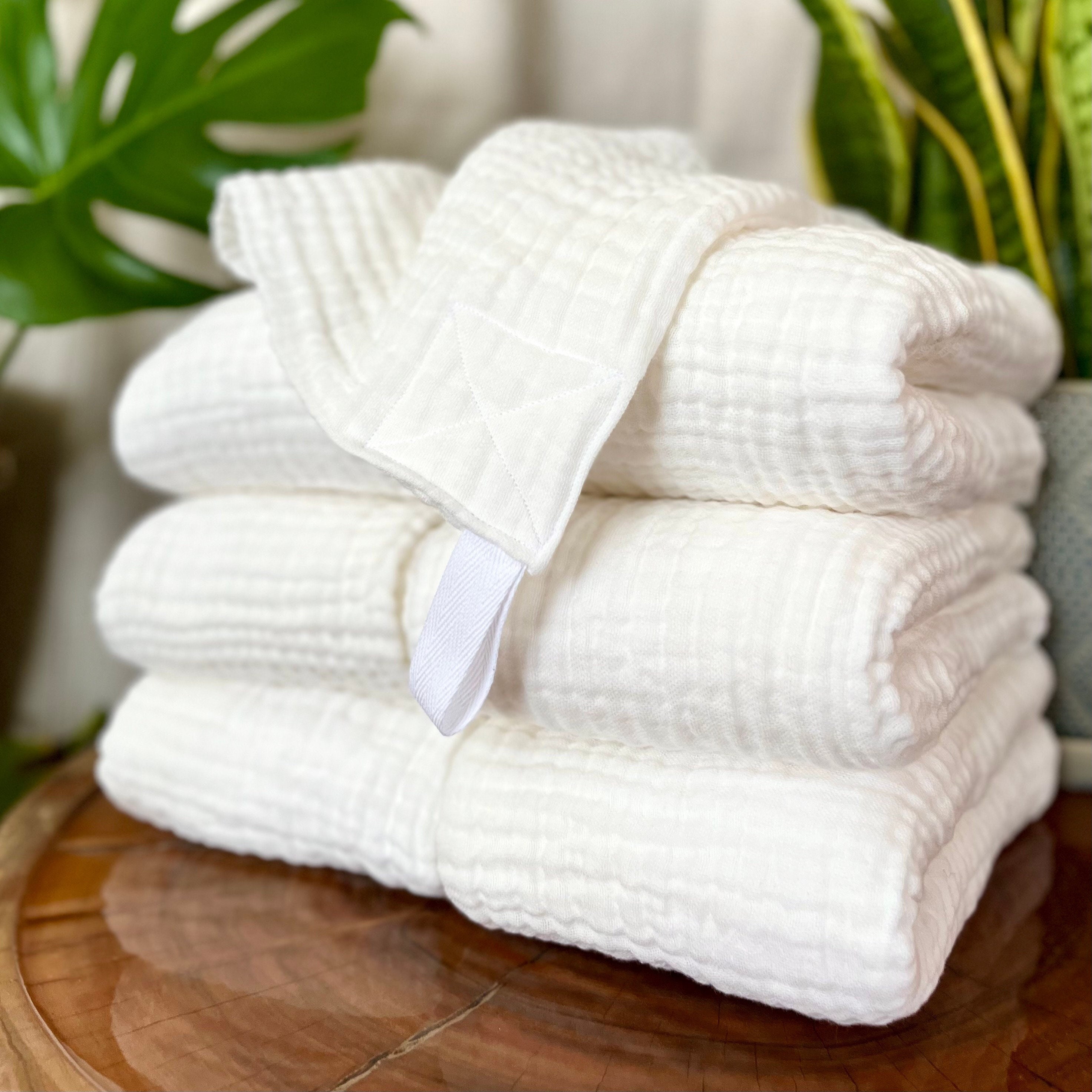 Set of 2 Medium THICK Muslin Gauze Towels 24X40 / 4 Layers of