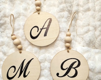 Personalized initial wooden tags