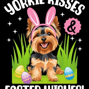 Cute Easter Yorkie Shirt, Yorkshire Terrier with Bunny Ears, Easter Egg Hunt T-Shirt, Adorable Dog Graphic Tee, Easter Pet Lover Gift