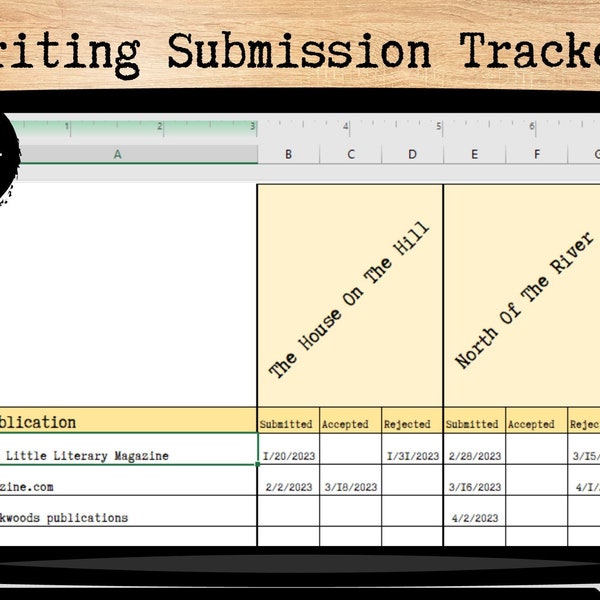 Writing Submission Tracker | Writing Tool | Where you have submitted | Acceptance Dates | Rejections Dates | Stories, Novels, Poems