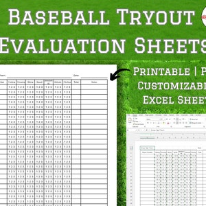Arkusze oceny próbnej do baseballu | PDF i Excel | Możliwość dostosowania
