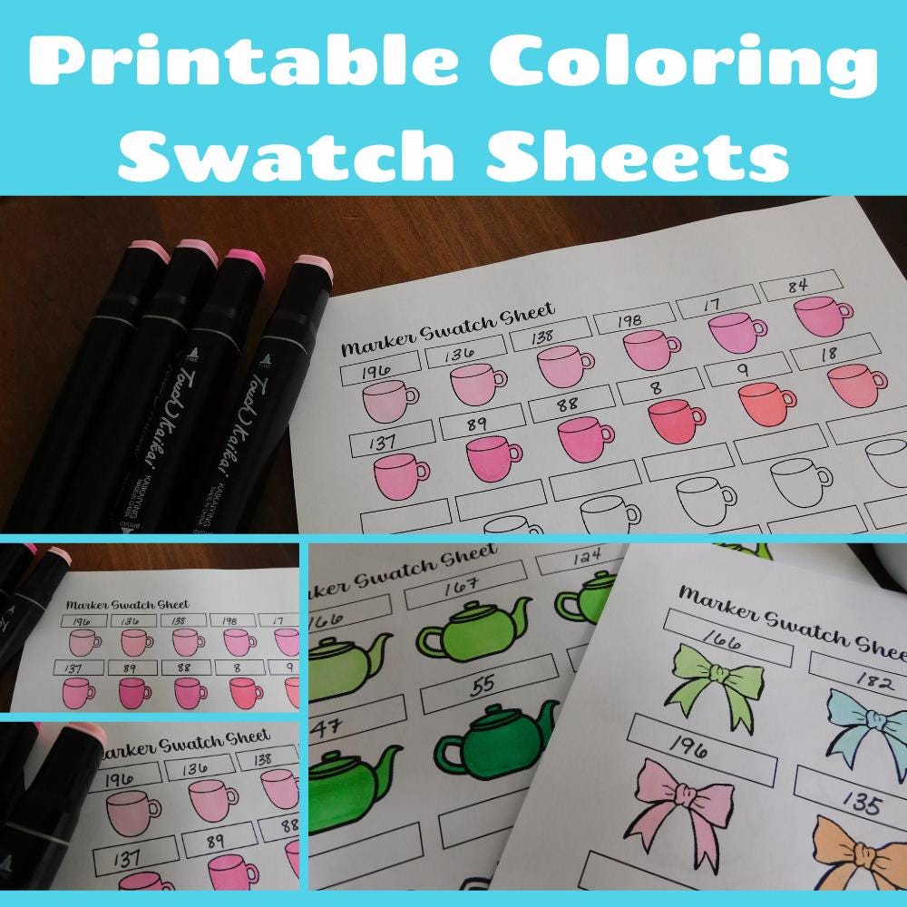 Printable Coloring Swatch Sheets Coloring Swatch Charts Etsy