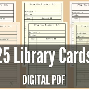 Cartes de bibliothèque de style vintage PDF