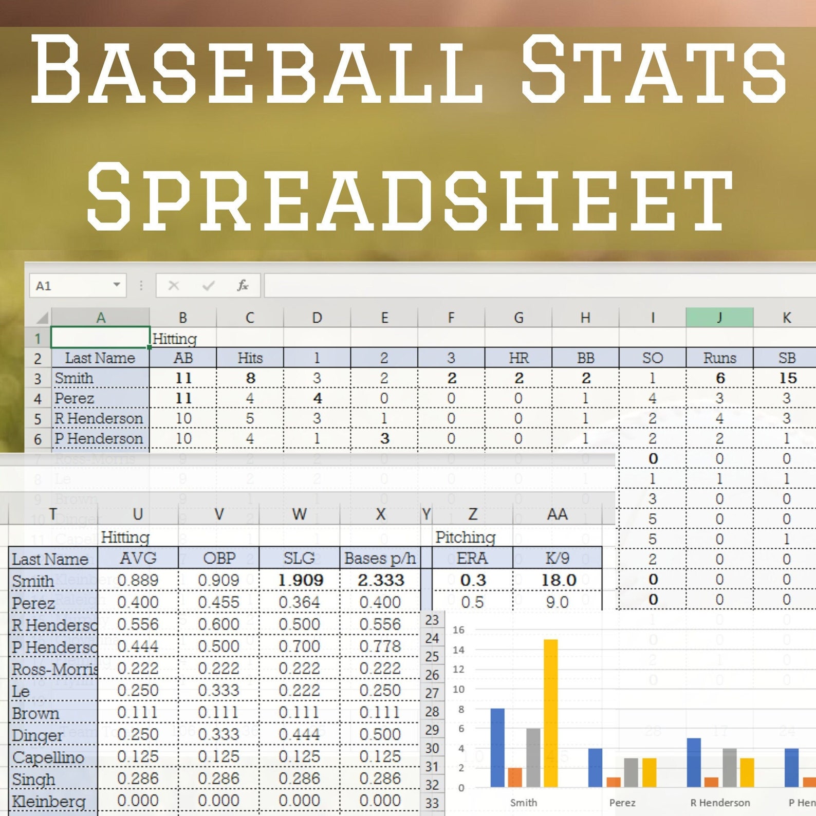 Baseball Stats Spreadsheet Track Your Players and Team Stats Excel Baseball Stats Spreadsheet Track Your Players and Team Stats Excel