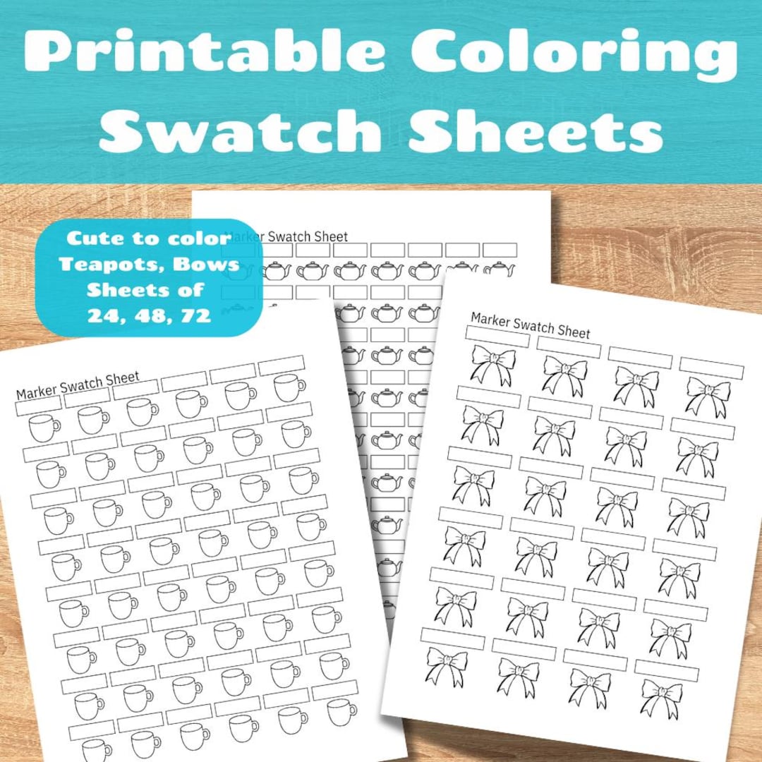 Printable Coloring Swatch Sheets Coloring Swatch Charts Etsy