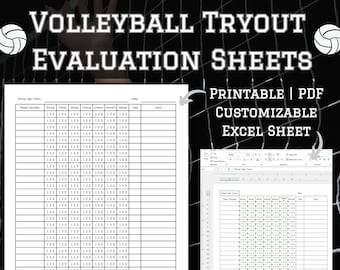 Volleyball Tryout Evaluation Sheets