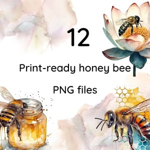 Aquarel honingbij clipart | PNG | Afdrukbare bijenstickers