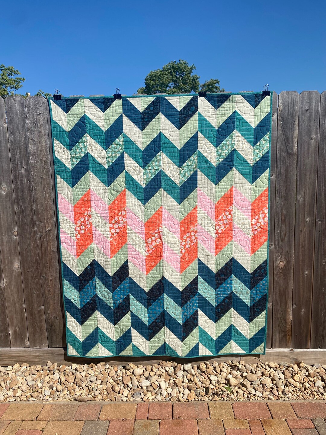 Knit Stitch Quilt: Ruby Star Society Purl Fabric, Peacock Backing - Etsy