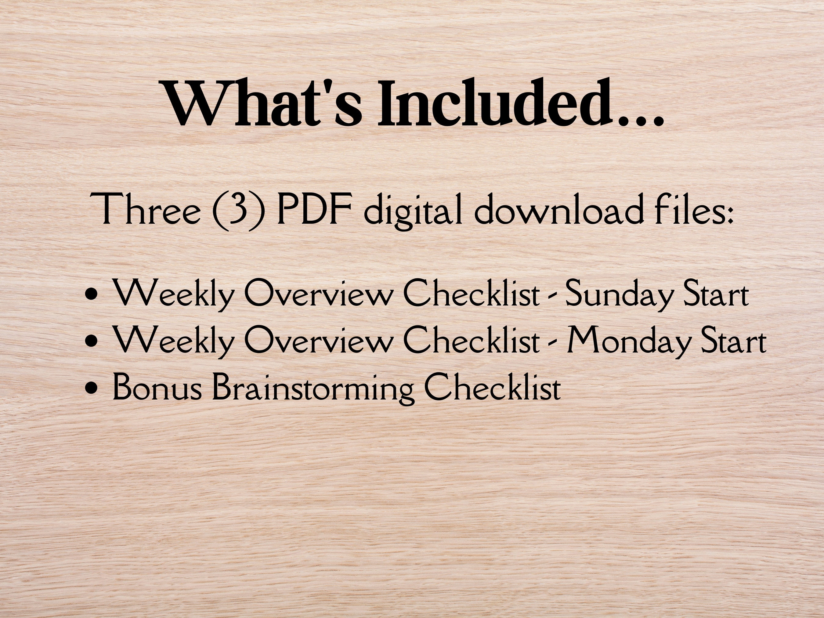 Printable Weekly Overview Checklist PDF Instant Download Sunday Start ...