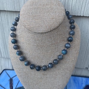 Labradorite Hand Knotted Necklace with Sterling Silver Clasp