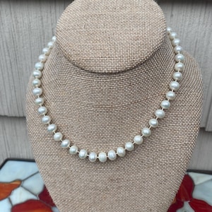 Pearl Necklace Hand-Knotted Sterling Clasp