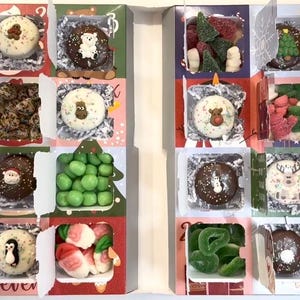 Christmas Advent Calendar with Christmas Themed Chocolate Covered Oreos and Gummies