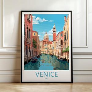 Venice Travel Print Wall Art, Venice Travel Poster, Italy Travel Wall Art, Venice Gondola Art, Retro Travel Print, Memory Wall, Travel Wall
