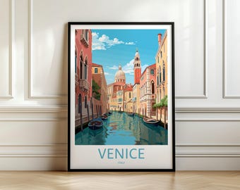 Venice Travel Print Wall Art, Venice Travel Poster, Italy Travel Wall Art, Venice Gondola Art, Retro Travel Print, Memory Wall, Travel Wall