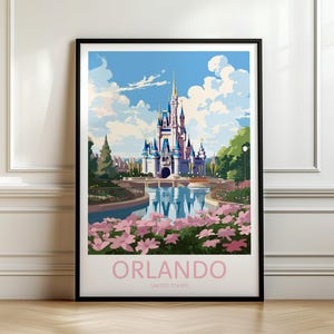 Stampa di viaggio di Orlando, arte murale di Orlando, poster di viaggio del parco a tema di Orlando, attrazione di Orlando, stampa di viaggio retrò, muro della memoria, muro di viaggio