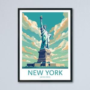 Stampa di viaggio di New York, Statua della Libertà, Poster di New York, Poster di viaggio di New York, Poster della Statua della Libertà, Stampa di viaggio da parete