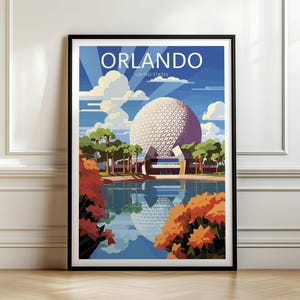 Stampa di viaggio di Orlando, arte murale di Orlando, poster di viaggio del parco a tema di Orlando, attrazione di Orlando, stampa di viaggio retrò, muro della memoria, muro di viaggio