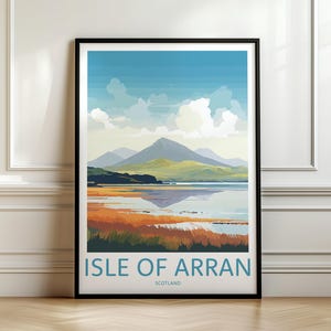 Impression de voyage sur l'île d'Arran, art mural sur l'île d'Arran, affiche de voyage sur l'île d'Arran, impression sur l'île d'Arran, île, impression de voyage rétro, mur souvenir, mur de voyage